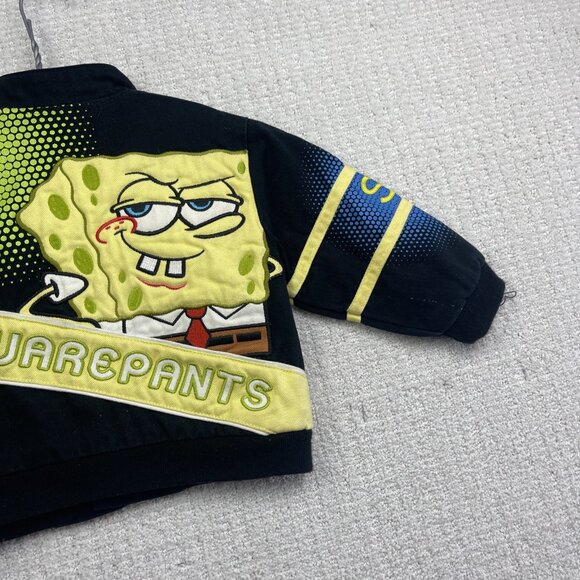 Vintage JH Design x Spongebob Nickelodeon Nascar Jacket Kids 3T Black / Yellow - Picture 11 of 15